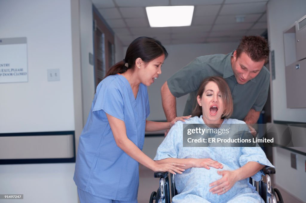 Pregnant woman in labor at hospital