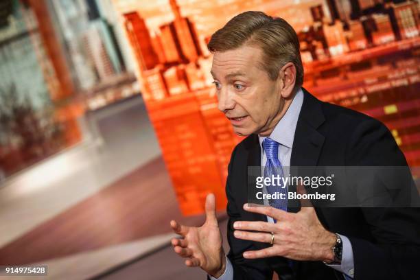 Robert Gamgort, chief executive officer of Keurig Green Mountain Inc., speaks during a Bloomberg Television interview in New York, U.S., on Tuesday,...