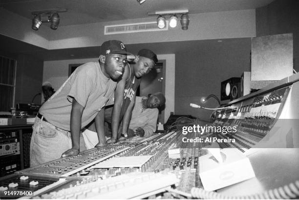 September 10, 1991: Phife, Q-Tip and Ali Shaheed Muhammad of A Tribe Called Quest in the recording studio in New York City on September 10, 1991.