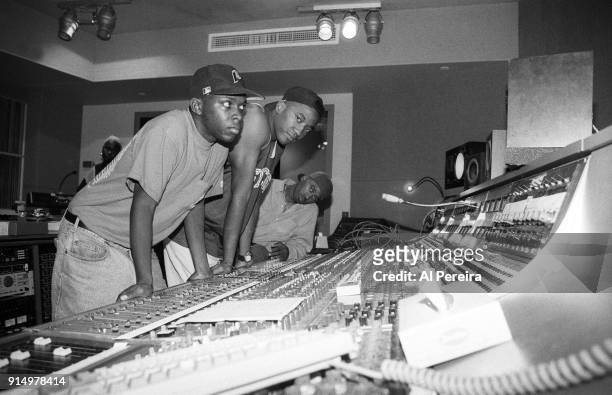 September 10, 1991: Phife, Q-Tip and Ali Shaheed Muhammad of A Tribe Called Quest in the recording studio in New York City on September 10, 1991.