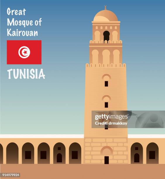 ilustrações, clipart, desenhos animados e ícones de grande mesquita de kairouan - mesquita de sidi oqba