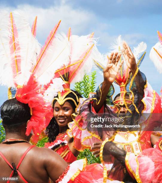 african group dancing in traditional clothing - tobago imagens e fotografias de stock