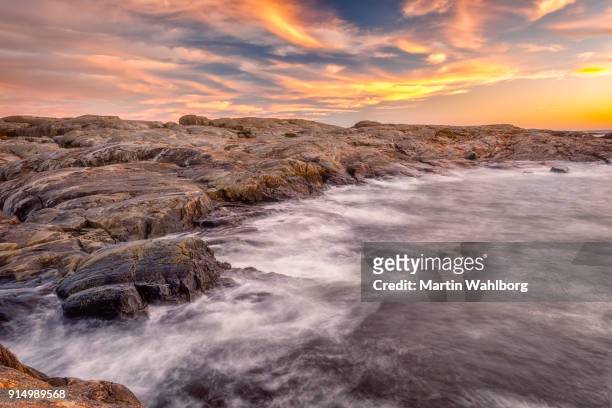swedish bare rocks coastline - kattegat stock pictures, royalty-free photos & images