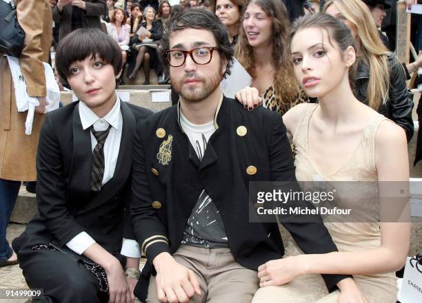 Irina Lazareanu, Sean Lennon and Kemp Muhl attend the Chanel Pret a Porter show as part of Paris Womenswear Fashion Week Spring/Summer 2010 at Grand...