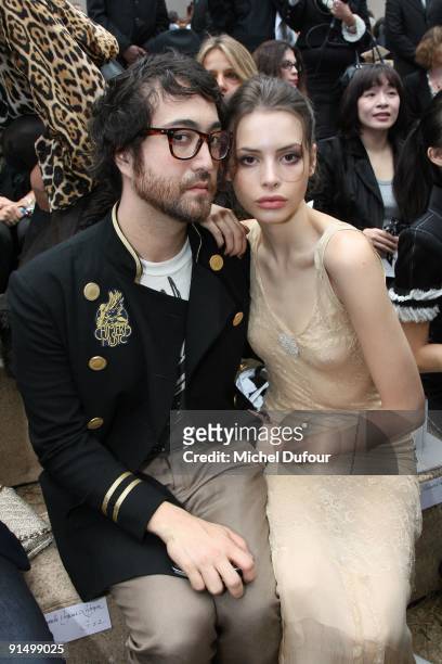 Sean Lennon and Kemp Muhl attend the Chanel Pret a Porter show as part of Paris Womenswear Fashion Week Spring/Summer 2010 at Grand Palais on October...