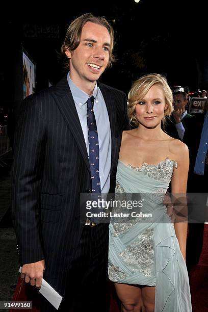 Actors Dax Shepard and Kristen Bell arrive at the Los Angeles premiere of "Couples Retreat" held the Mann's Village Theatre on October 5, 2009 in...