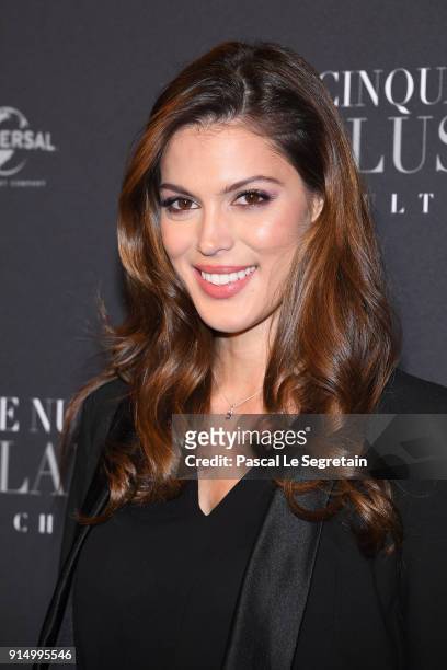 Iris Mittenaere attends "Fifty Shades Freed - 50 Nuances Plus Claires" Premiere at Salle Pleyel on February 6, 2018 in Paris, France.