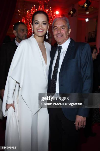 Rita Ora and Marcus Viscidi attend "Fifty Shades Freed - 50 Nuances Plus Claires" Premiere at Salle Pleyel on February 6, 2018 in Paris, France.