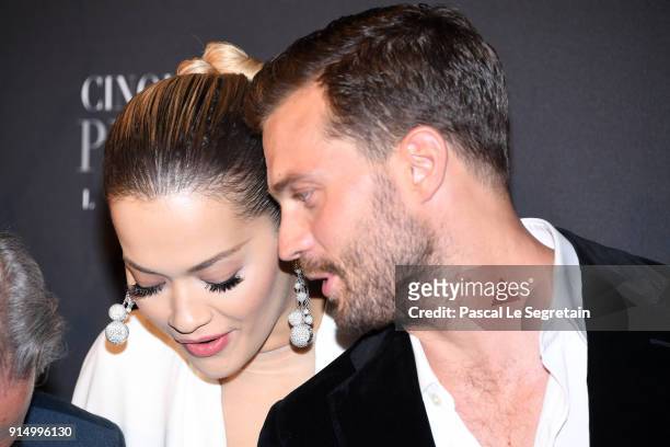 Rita Ora and Jamie Dornan attend "Fifty Shades Freed - 50 Nuances Plus Claires" Premiere at Salle Pleyel on February 6, 2018 in Paris, France.