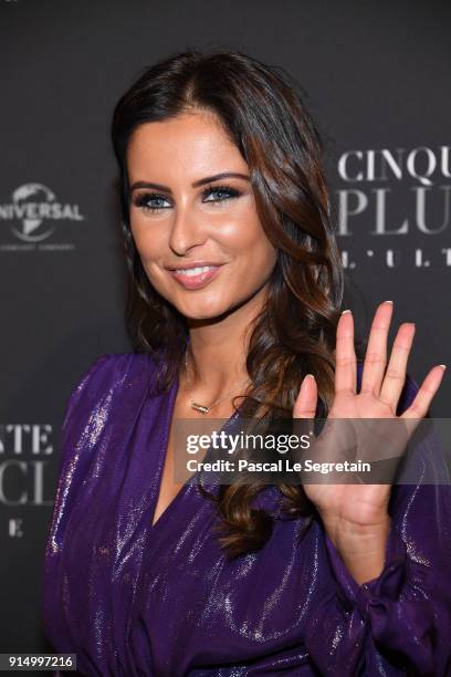 Malika Menard attends "Fifty Shades Freed - 50 Nuances Plus Claires" Premiere at Salle Pleyel on February 6, 2018 in Paris, France.