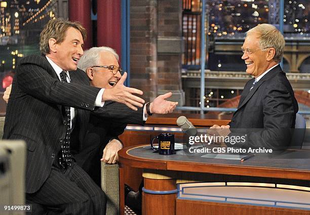 Steve Martin brought along Martin Short during his visit to The Late Show with David Letterman on Monday October 5, 2009 on the CBS Television...