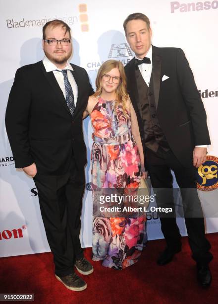 Adam Beck, Kim Hogue and Jordan Smith arrive for Society of Camera Operators Lifetime Achievement Awards held at Loews Hollywood Hotel on February 3,...