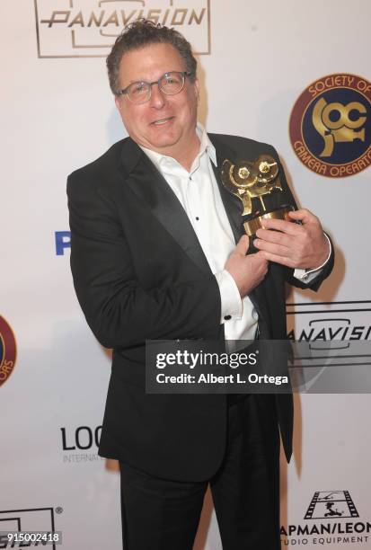 Winner Bob Gorelick for "Stranger Things" in the Television category poses with his award at the Society of Camera Operators Lifetime Achievement...