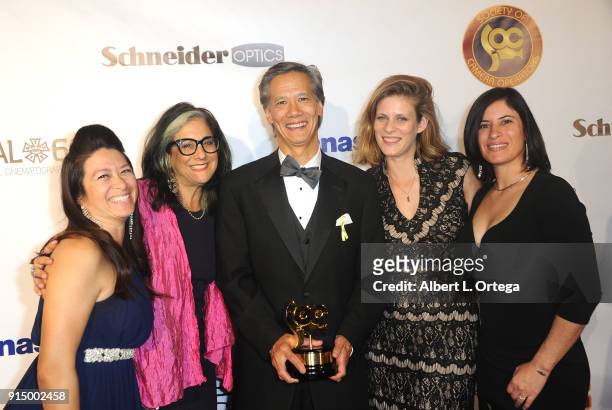 Scott Sakamoto and guests at the Society of Camera Operators Lifetime Achievement Awards held at Loews Hollywood Hotel on February 3, 2018 in...