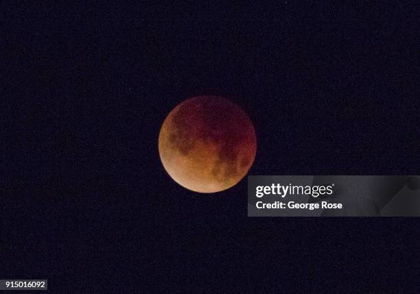 Full "super blue blood moon" lunar eclipse is viewed in the early morning hours of January 31 in Buellton, California. Because of its close proximity...