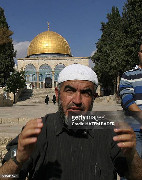 Sheikh Raed Salah, the firebrand Islamic Movement leader, washes prior to entering the Dome of the Rock in the al-Aqsa Mosque Compound to pray in...