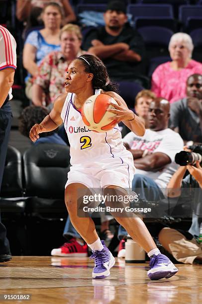 Temeka Johnson of the Phoenix Mercury drives the ball to the basket in Game Two of the Western Conference Finals against the Los Angeles Sparks...
