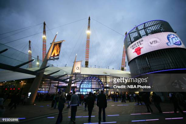 Fans file into O2 Arena prior to a game between the Utah Jazz shoots and the Chicago Bulls during the 2009 NBA Europe Live Tour on October 6, 2009 in...