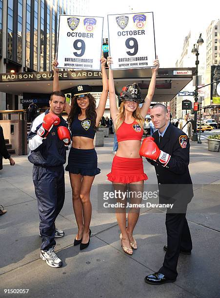 Lt. Ray Braine, Tarale Wulff, Annmarie Nitti and FDNY fireman Mike Reno promote "Battle of the Badges" boxing tournament between NYPD and FDNY at...