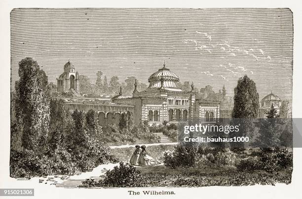 castle of rosenstein, wurtemberg, germany circa 1887 - stuttgart village stock illustrations