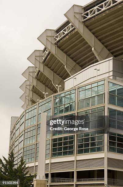 The east entrance to the Cleveland Browns NFL football stadium is seen in this 2009 Cleveland, Ohio, early afternoon downtown landscape photo.