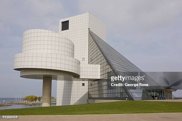 The Rock and Roll Hall of Fame Museum building, designed by architect by I. M. Pei, is seen in this 2009 Cleveland, Ohio, early morning city...