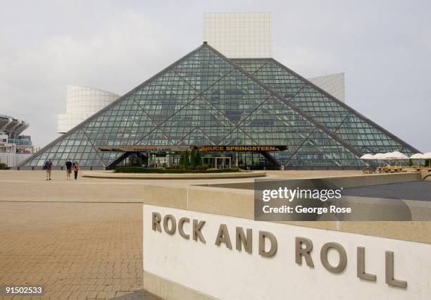 The Rock and Roll Hall of Fame Museum building, designed by architect by I. M. Pei, is seen in this 2009 Cleveland, Ohio, early morning city...