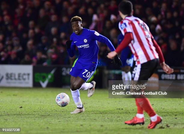 Allum Hudson-Odoi of Chelsea during the Checkatrade Trophy - Semi Final match between Lincoln City and Chelsea at Sincil Bank on February 6, 2018 in...