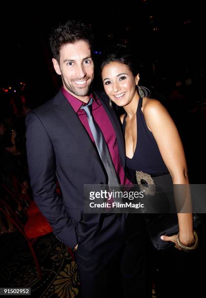 Jordan Belfi and Emmanuelle Chriqui attend HBO's Post Emmy Awards Party held at Pacific Design Center on September 20, 2009 in West Hollywood,...