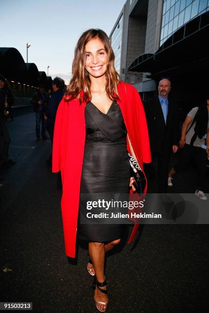 Ines Sastre leaves the Valentino Pret a Porter show as part of the Paris Womenswear Fashion Week Spring/Summer 2010 at Halle Freyssinet on October 6,...