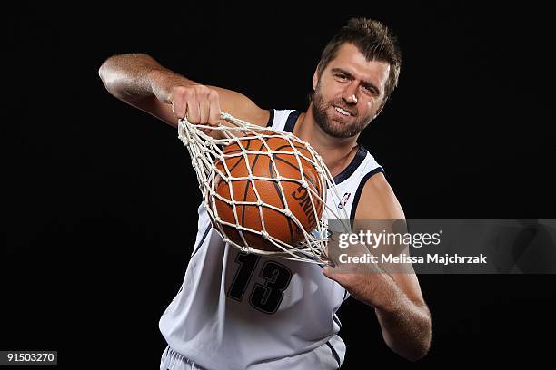 Mehmet Okur of the Utah Jazz poses for a portrait during 2009 NBA Media Day on September 25, 2009 at Zions Basketball Center in Salt Lake City, Utah....