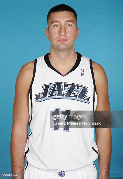 Goran Suton of the Utah Jazz poses for a portrait during 2009 NBA Media Day on September 25, 2009 at Zions Basketball Center in Salt Lake City, Utah....