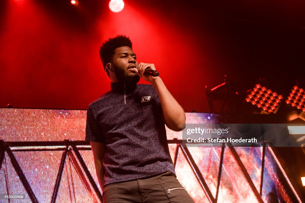 Singer Khalid Performs Live On Stage During A Concert At Huxleys Neue singer-khalid-performs-live-on-stage-during-a-concert-at-huxleys-neue
