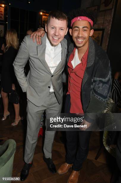 Professor Green and Jordan Stephens attend the InStyle EE Rising Star Party at Granary Square on February 6, 2018 in London, England.