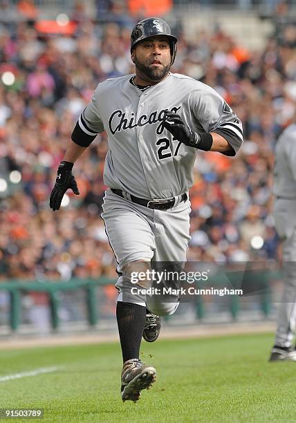 Ramon Castro of the Chicago White Sox runs the bases against the Detroit Tigers during the game at Comerica Park on October 4, 2009 in Detroit,...