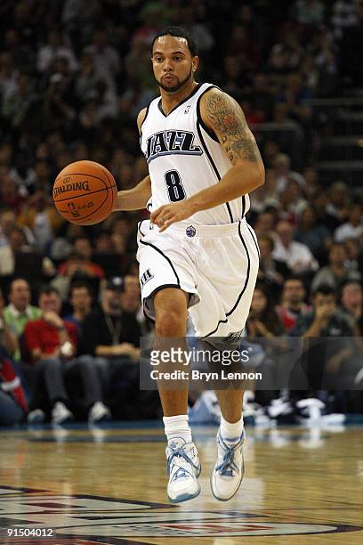 Deron Williams of the Utah Jazz in action during the NBA pre-season game as part of the 2009 NBA Europe Live Tour between Chicago Bulls and Utah Jazz...