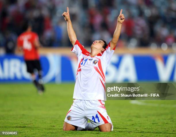 Diego Madrigal of Costa Rica celebrates at the final whistle during the FIFA U20 World Cup Round of 16 match between Egypt and Costa Rica at the...