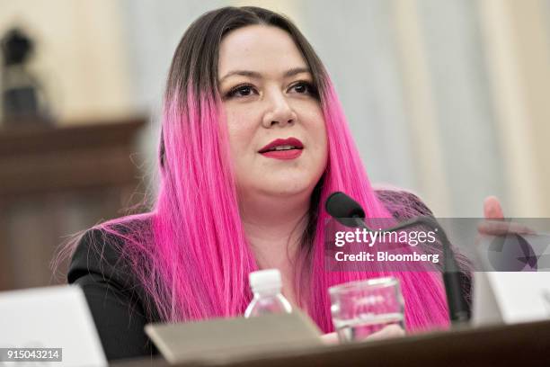 Katie Moussouris, chief executive officer of Luta Security Inc., speaks during a Senate Commerce, Science and Transportation Subcommittee hearing in...