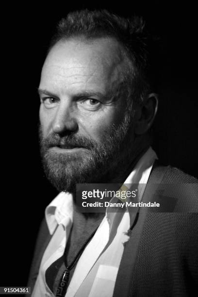 Singer Sting attends the private view of 'The People Of The Forest: 20 Years of Images from the Rainforest Foundation' at Proud Camden on October 6,...