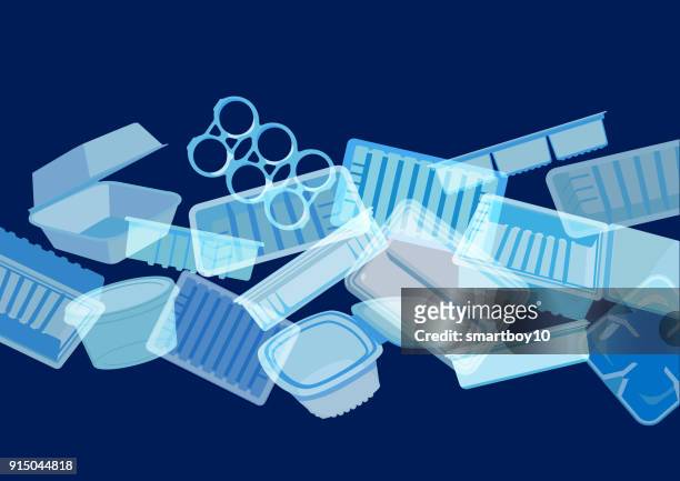 plastic food containers, trays or packaging - plastic stock illustrations