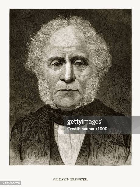 ilustrações de stock, clip art, desenhos animados e ícones de engraved portrait of optical scientist sir david brewster, circa 1860 - matematicas