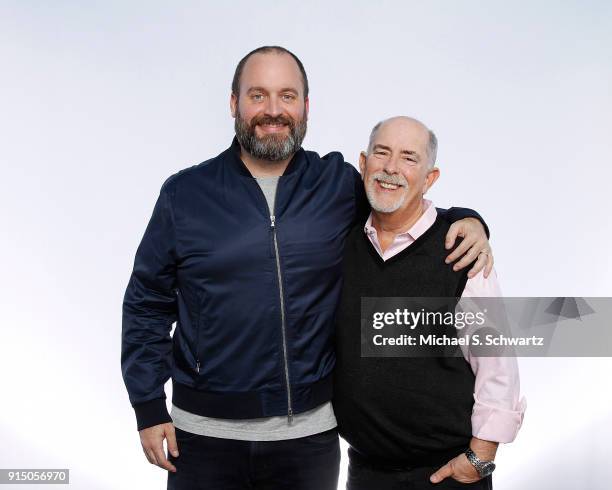 Comedian Tom Segura and Ice House owner Bob Fisher pose during their appearance at The Ice House Comedy Club on February 3, 2018 in Pasadena,...