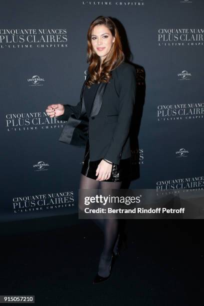 Miss France 2016 and Miss Univers 2016, Iris Mittenaere attends the "Fifty Shades Freed - 50 Nuances Plus Clair" Paris Premiere at Salle Pleyel on...