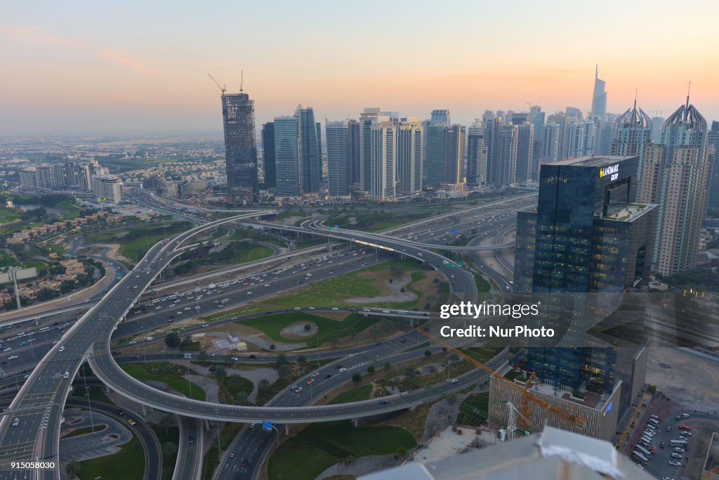 Sunset and evening views of Dubai