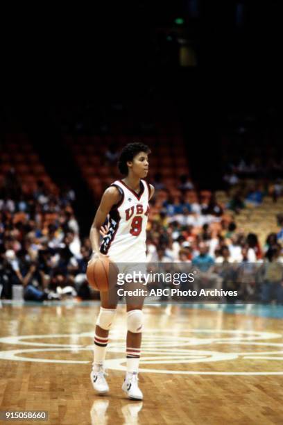 Cheryl Miller, Women's basketball competition, US vs. South Korea, The Forum, at the 1984 Summer Olympics, August 7, 1984.