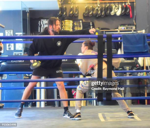 Model Bella Hadid is seen at Gotham Boxing GYM on February 6, 2018 in New York City.