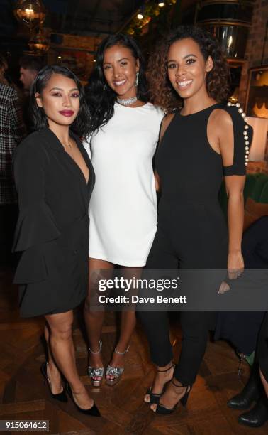 Vanessa White, Maya Jama and Rochelle Humes attend the InStyle EE Rising Star Party at Granary Square on February 6, 2018 in London, England.