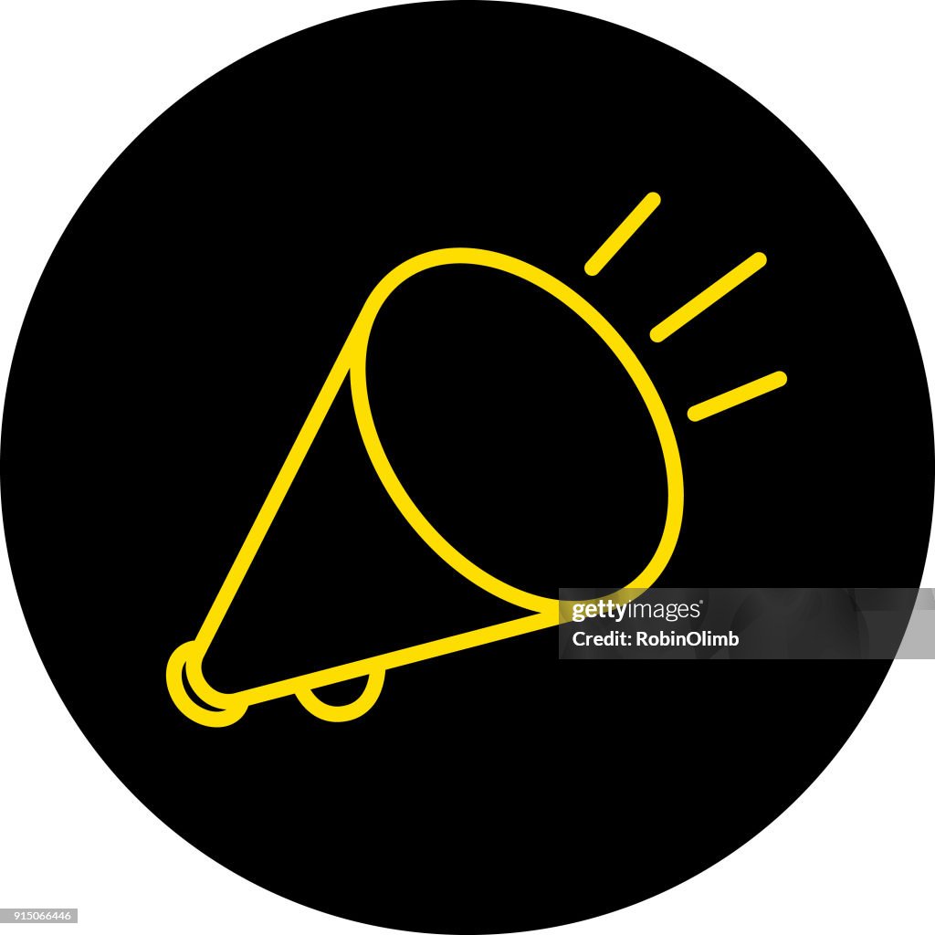 Gele lijn megafoon pictogram