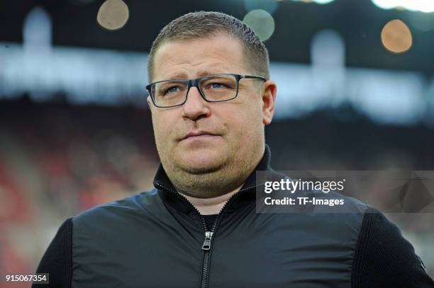 Manager Max Eberl of Moenchengladbach looks on prior to the Bundesliga match between 1. FC Koeln and Borussia Moenchengladbach at RheinEnergieStadion...