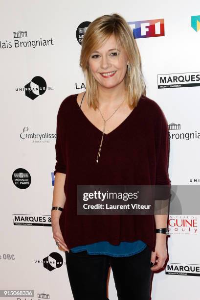 Presenter Flavie Flament attends "25th Trophees du Film Francais" at Palais Brongniart on February 6, 2018 in Paris, France.